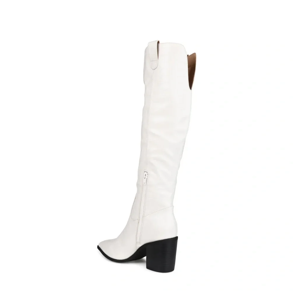 Journee Collection White Heeled Boots - Picture 4 of 10